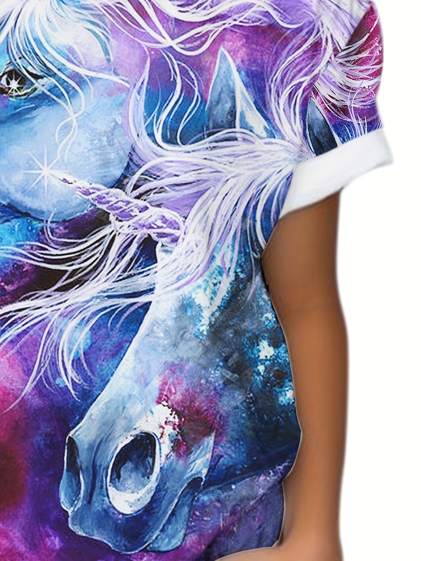 Kids Horse Graphic Short Sleeve T-shirt for Summer Sports