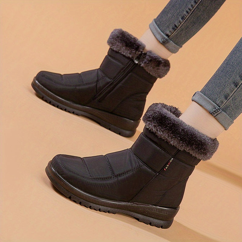 Women's Side Zip Snow Boots Plush Inner Thermal Ankle Boots Non Slip
