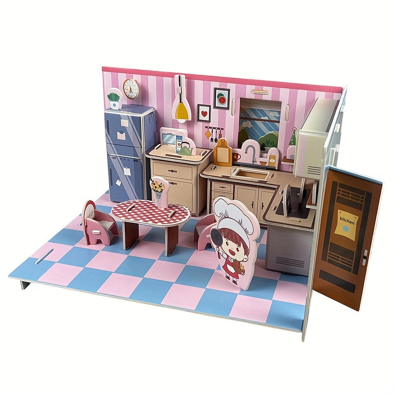 3D Model Kitchen Puzzles DIY Craft Toys for Kids
