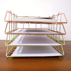Metal Letter Tray Stackable Magazine File Rack Paper Manager