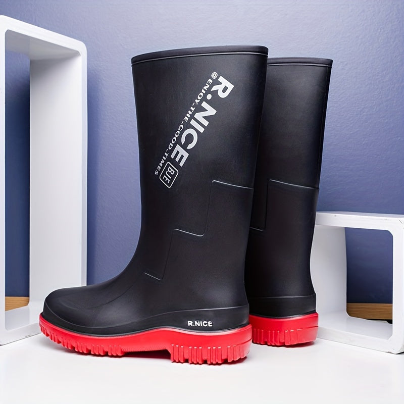 Men High Top Rain Boots Wear resistant Waterproof Non slip Galoshes
