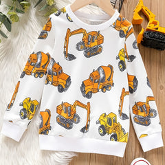 Boys Excavator Print Pullover Sweatshirt