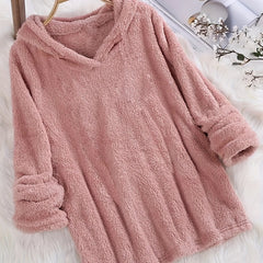 Fleece Solid Hoodie Long Sleeve Sweatshirt
