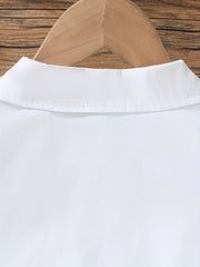 Girls Varsity Shirt Collar V Neck Solid Color with Pocket