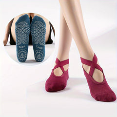 Cross Strap Yoga Socks Non-slip Ankle Socks for Pilates Dance