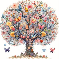 5D Diamond Painting Kit Life Tree & Butterflies Art Full Rhinestones