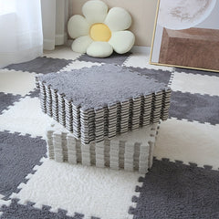 12pcs Plush Puzzle Foam Floor Mat Interlocking Carpet Rug