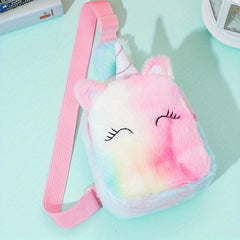 Kids Cartoon Plush Chest Bag Shoulder Bag Travel Backpack Girls