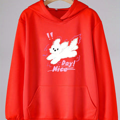 Girls Cartoon Dog Pattern Long Sleeve Hooded Sweatshirt For Spring