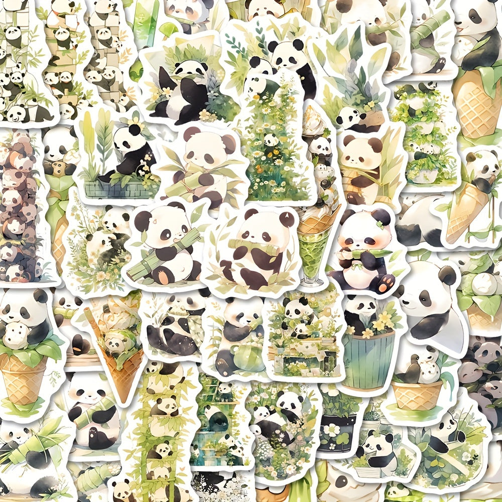 64pcs Cartoon Panda Stickers Pack For Kids Laptop Bike Decoration
