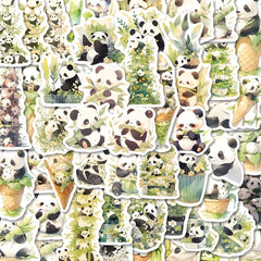64pcs Cartoon Panda Stickers Pack For Kids Laptop Bike Decoration