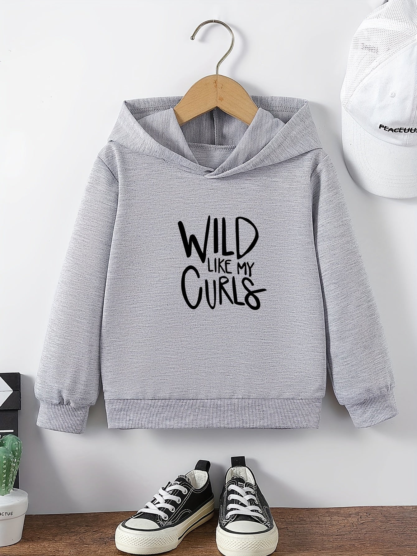 Kids Letter Print Casual Hooded Sweatshirt