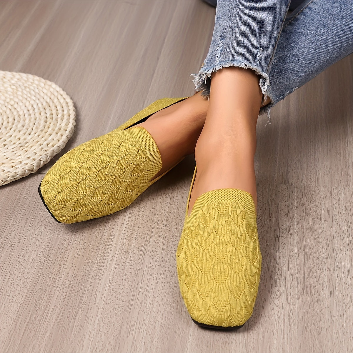 Square Toe Ballet Flats Slip On Shoes Casual & Comfy