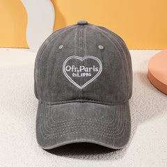 Heart Embroidery Baseball Cap Vintage Washed Distressed Dad Hats