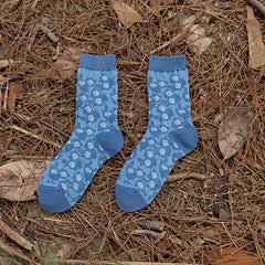 5 Pairs Floral Print Socks Ethnic Style Women's Stockings