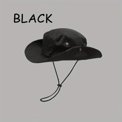 Unisex Sunshade Bucket Hat with Drawstring for Outdoor Travel