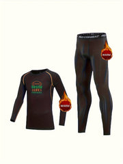 2PC Kids Thermal Compression Sets Football Print Shirt Bodycon Pants Warm Tight