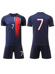 Quick Dry Kids Football Jersey & Shorts Set For Training - Striped Design