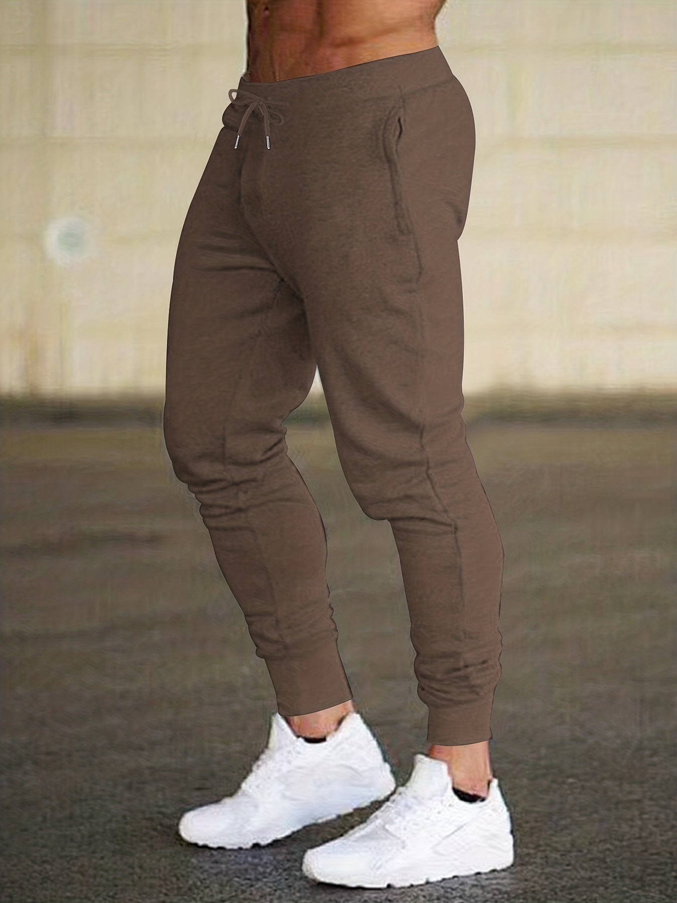 Men's Solid Drawstring Sweatpants Pocket Casual Comfy Jogger Pants