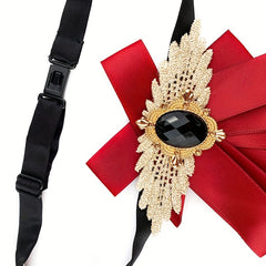 Satin Necktie Jeweled British Layer Bow Necktie