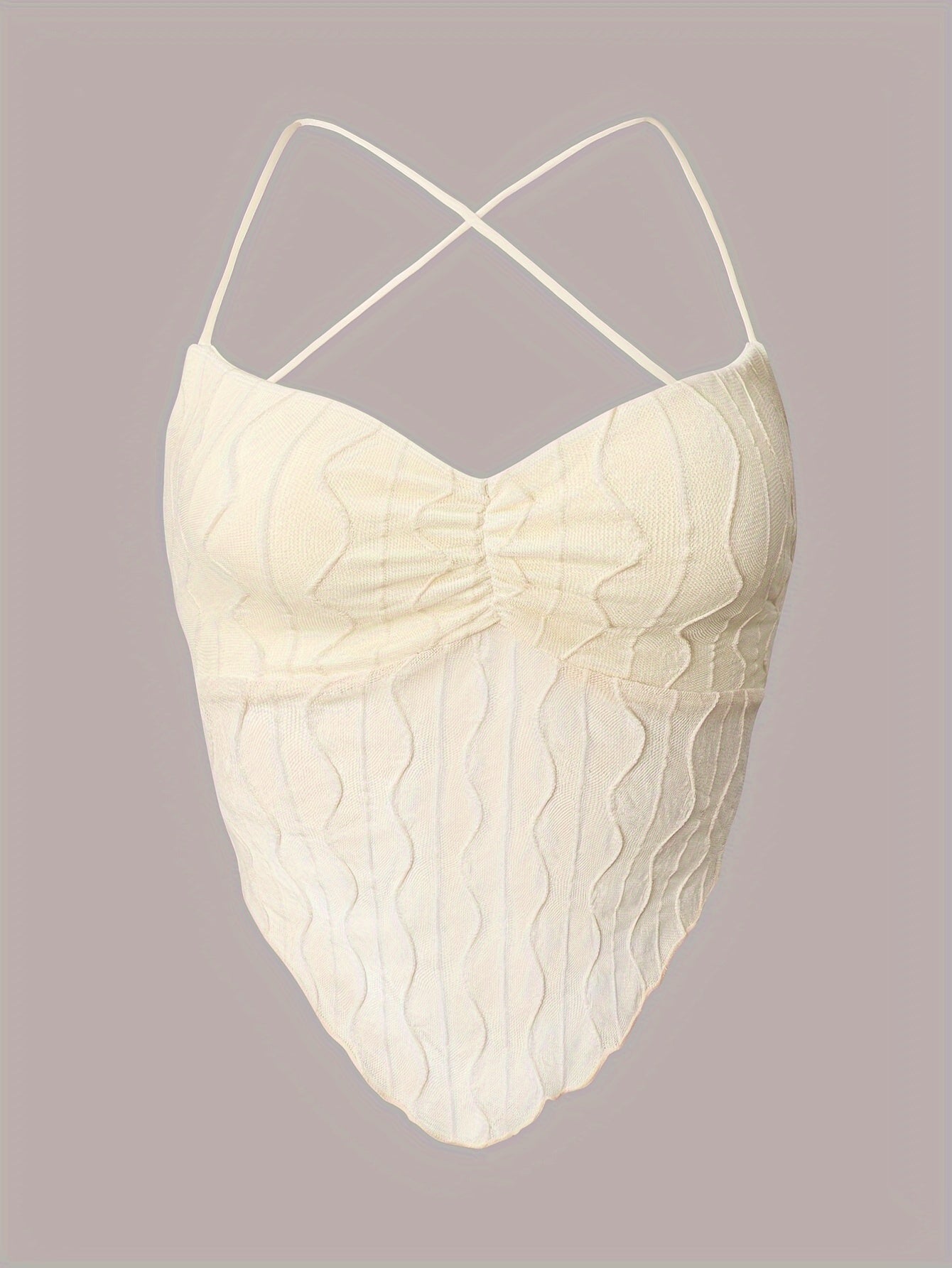 Mesh Stitching Cami Top Criss Cross Back Strappy Top