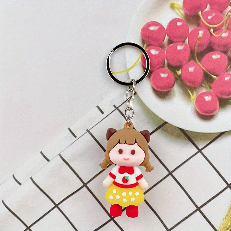 3D Ponytail Girl Doll Keychain Hanging Decoration