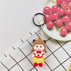3D Ponytail Girl Doll Keychain Hanging Decoration