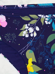 Floral Print High Cut Sexy Swim Briefs Low Waist Swimsuit Bottoms