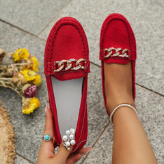 Women's Chain Decor Flat Slip On Shoes Lightweight & Comfortable