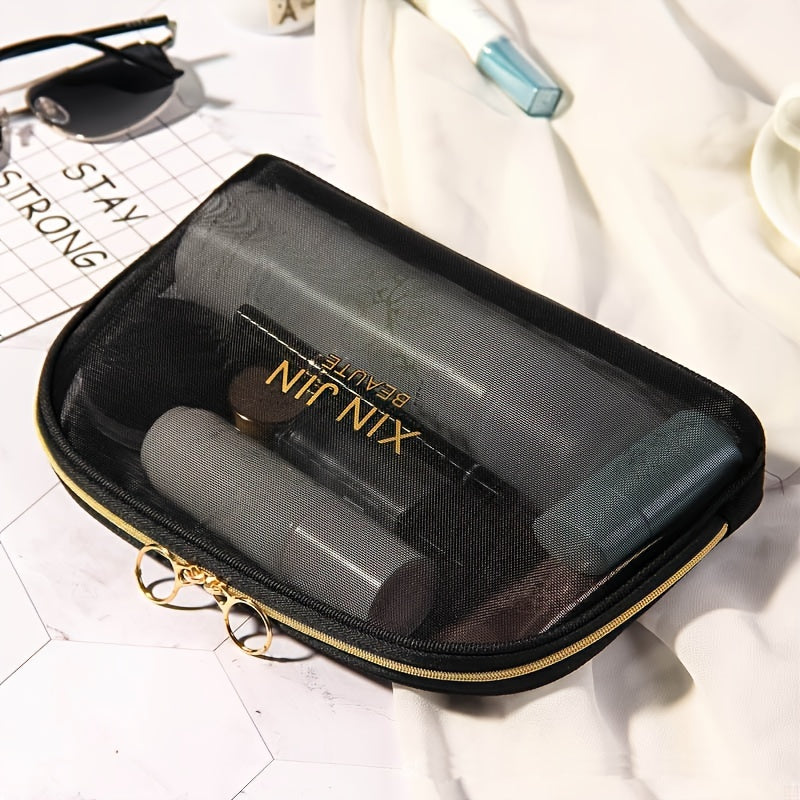 Mesh Makeup Bag Cosmetic Zipper Pouch Portable Travel Storage Bag