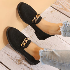 Women's Breathable Knit Sneakers with Metal Buckle