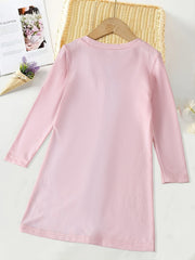Girls Leopard Splicing Dress Kids Spring Clothes