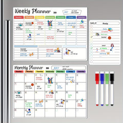 3pcs Magnetic Dry Erase Fridge Calendar Weekly Planner