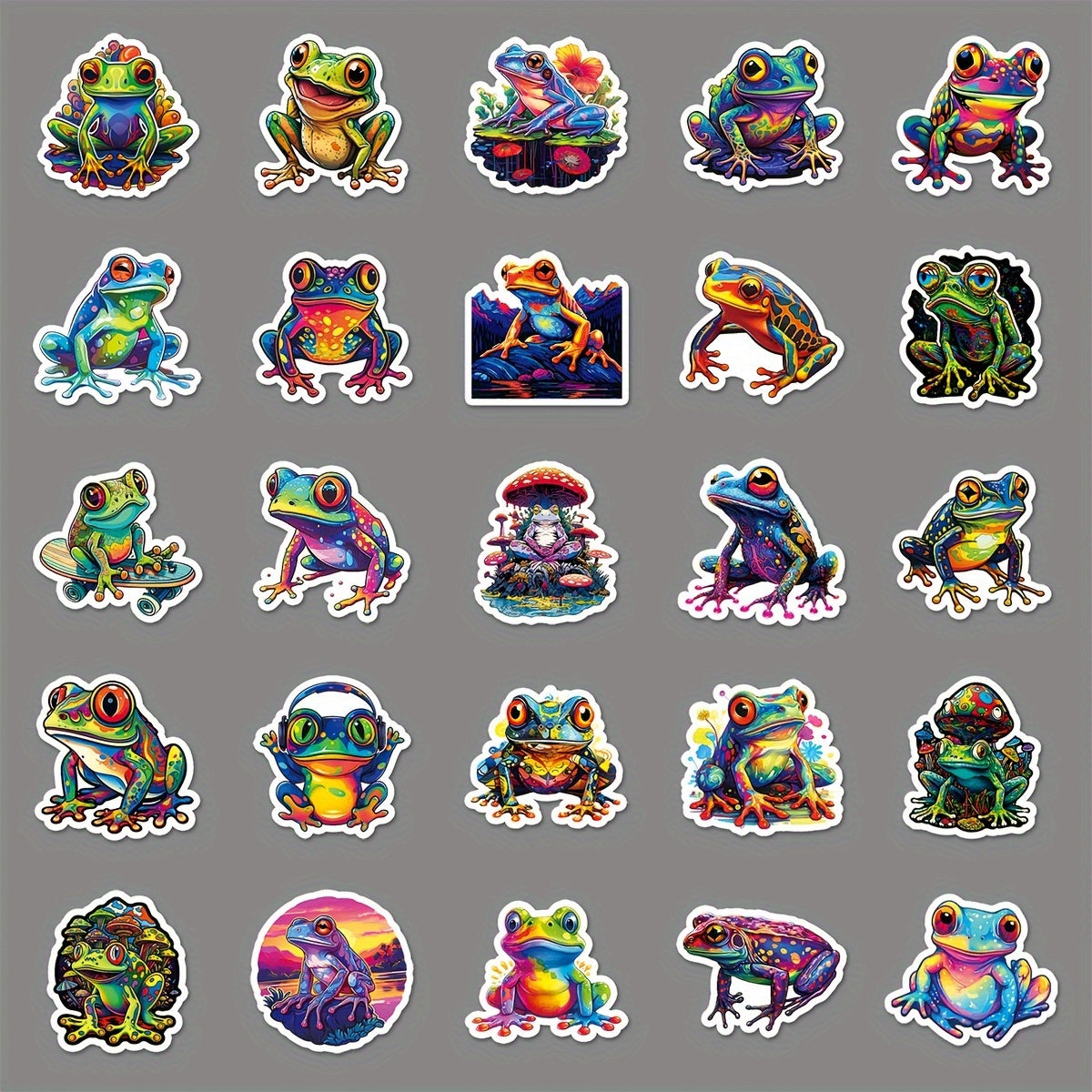 50pcs Colorful Frog Cartoon Animal Hand painted Stickers DIY Decoration