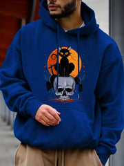 Men's Halloween Style Cat & Skull Hoodie