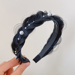 Faux Pearl Fishbone Braid Wig Headband Hairband for Girls