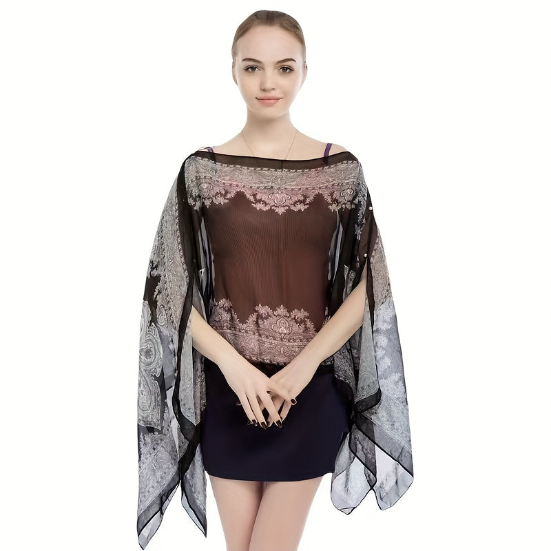 Paisley Print Chiffon Sunproof Bikini Cover Up Sarong