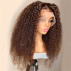 10 12 14 Inch Curly Bob Wig Human Hair 180 Density Curly Frontal Wigs Brown