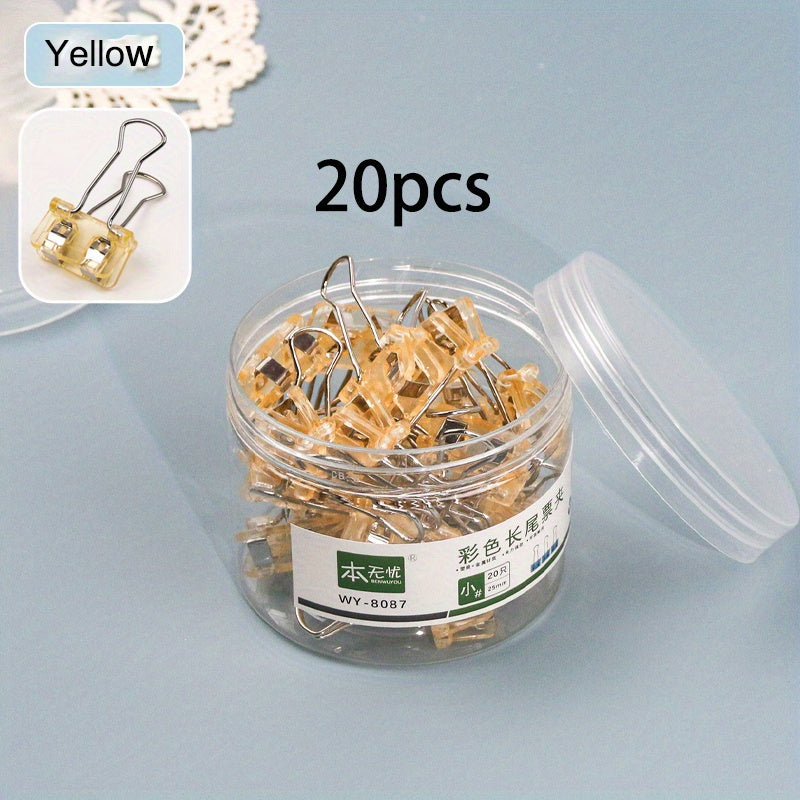 20pcs Morandi Acrylic Binder Clips for Students Desktop Storage