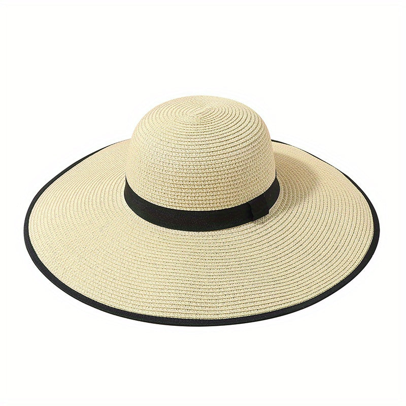 Floppy Straw Sun Hat Wide Brim Breathable Beach Hat
