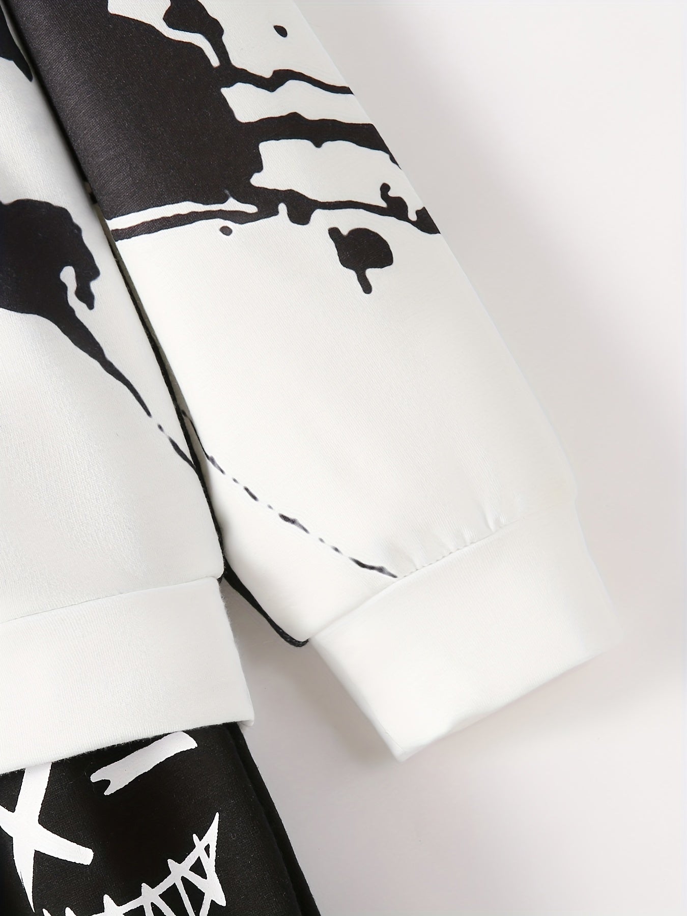 Boy's Funny Face Print Hoodie & Sweatpants Set
