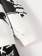 Boy's Funny Face Print Hoodie & Sweatpants Set