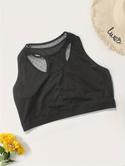 Sports Bra Women's Plus Contrast Polka Dot Mesh Racer Back Bra