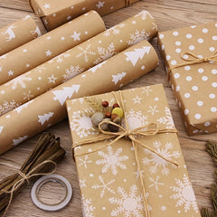 5pcs Retro Christmas Wrapping Paper Sheet Pack 5 Designs 43x100cm Tissue Paper