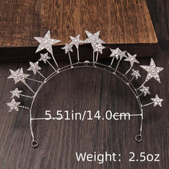 Silver Tiara Crown Stars Princess Queen Diadems Goddess