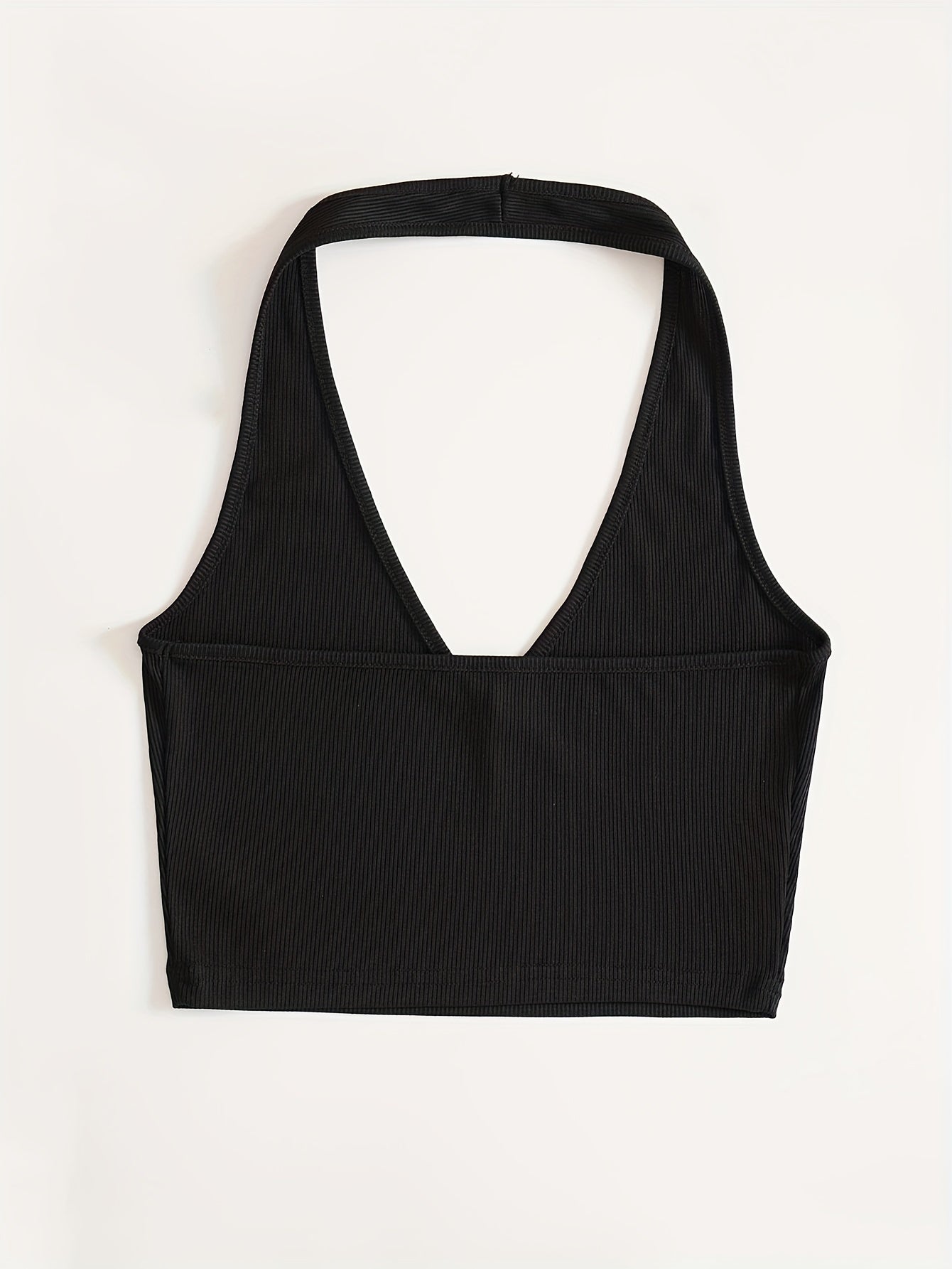 Women's Ribbed Halter Crop Top Slim Fit Tank