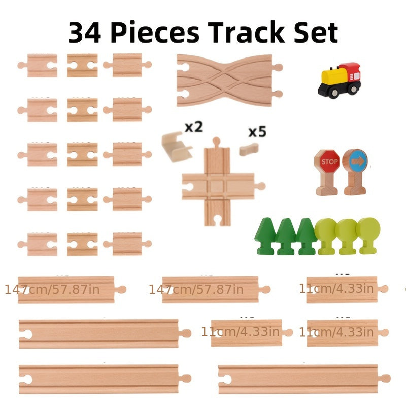 Wooden Race Car Track Set for Kids