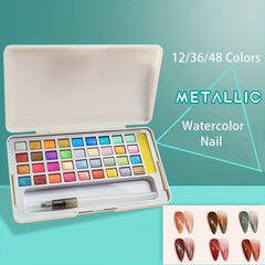 36 Metallic Watercolor Paint Set w/ Water Brush Pen for Painting