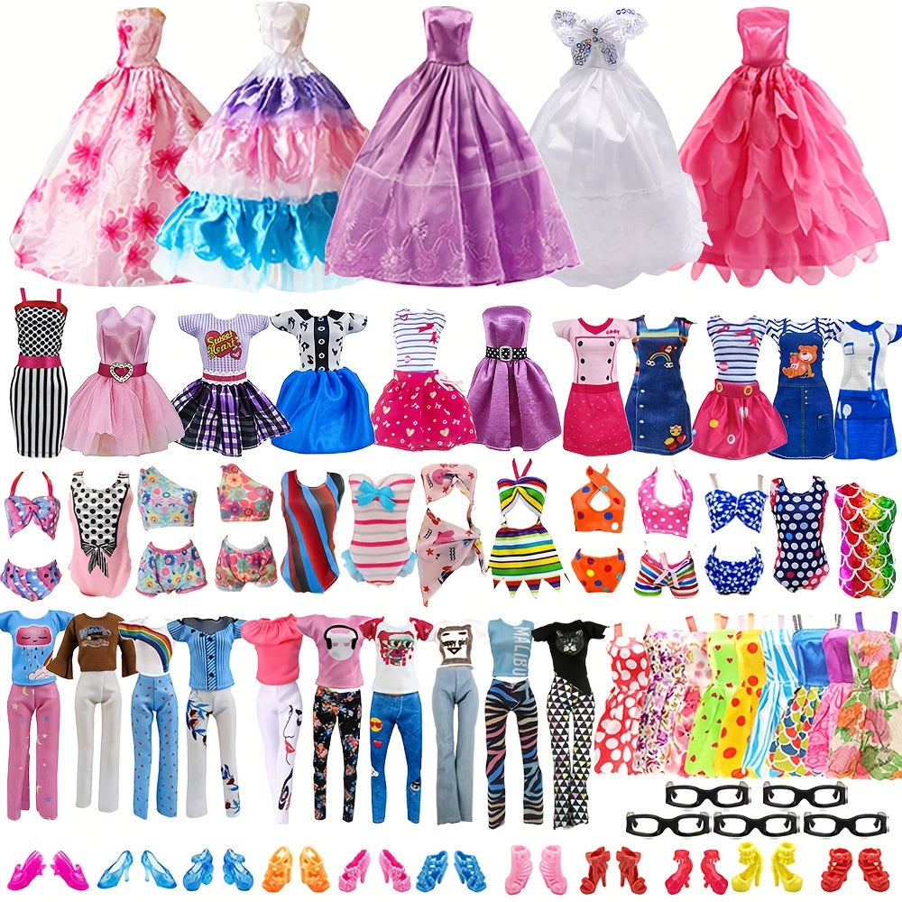 31pc Doll Clothes & Accessories: Dresses, Gowns, Swimsuits, Outfits, Shoes
