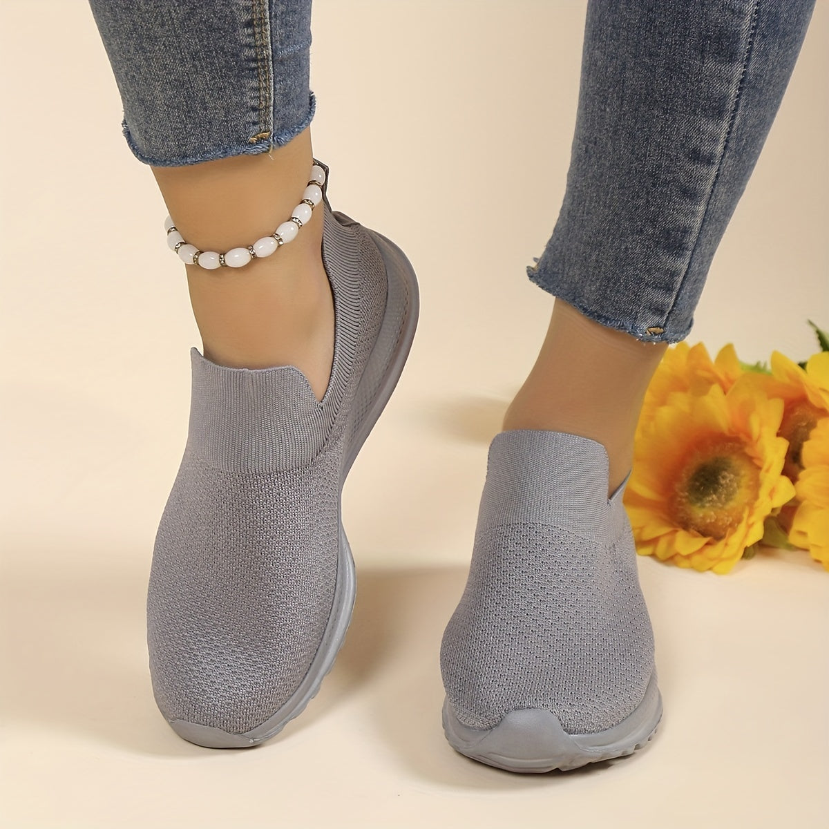 Women's Lightweight Slip On Sneakers Low Top Solid Shoes